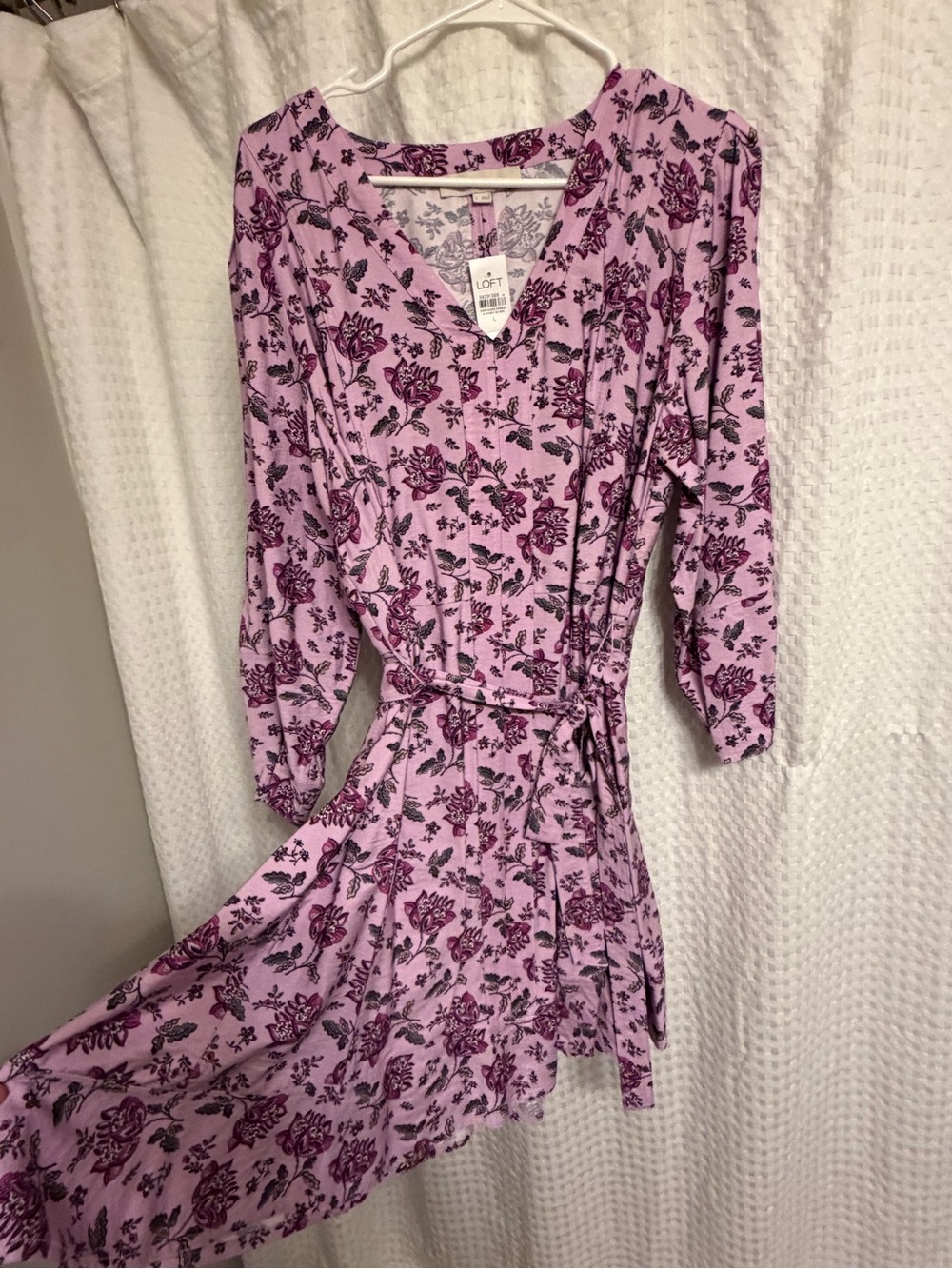 LOFT Lavender Pink Floral Wrap Dress
